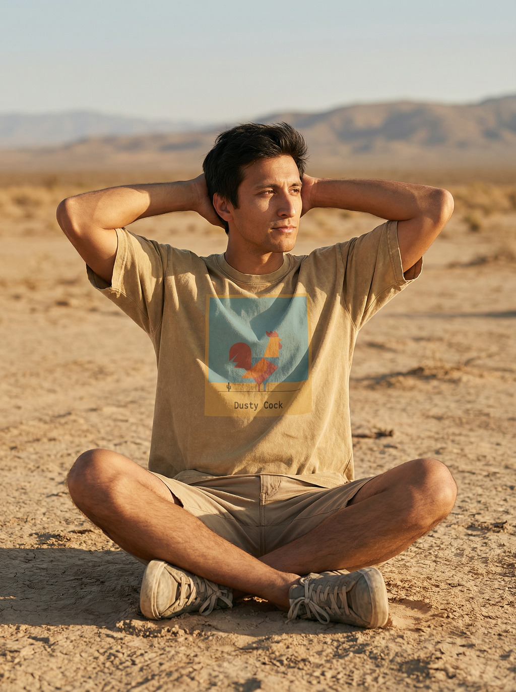 Desert Rooster Outlaw Graphic Tee – Heavyweight 100% Cotton, Vintage Wash