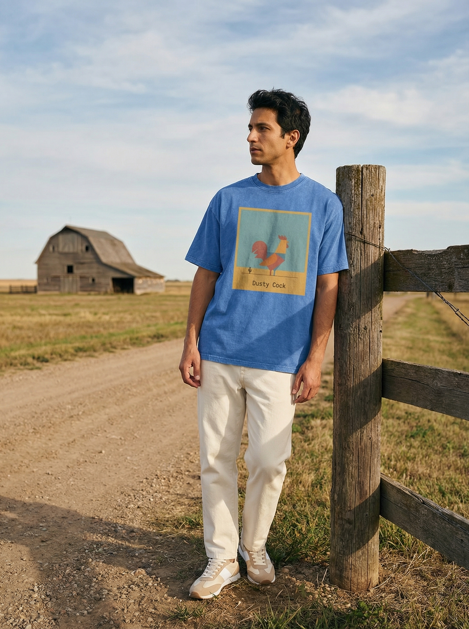 Desert Rooster Outlaw Graphic Tee – Heavyweight 100% Cotton, Vintage Wash